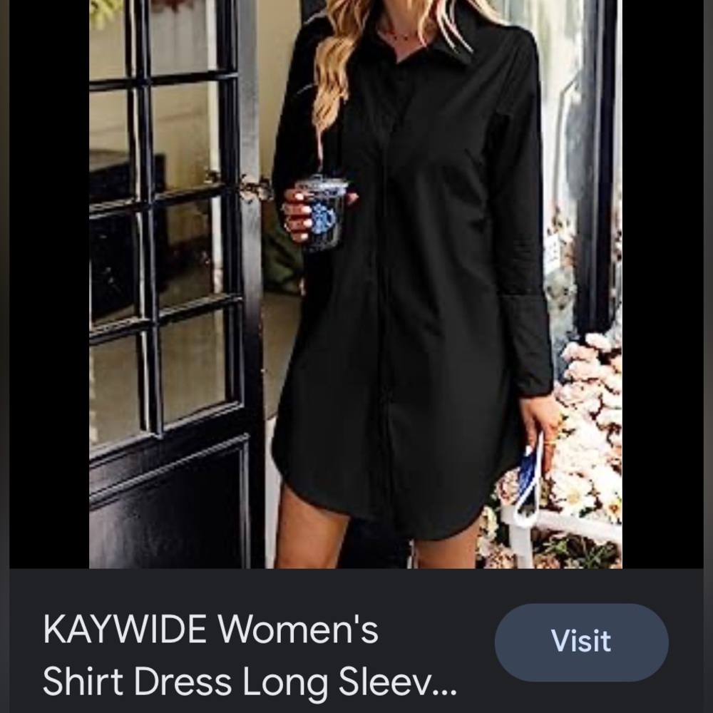 KAYWIDE Women's Shirt Dress Long Sleeve V Neck Button Down Tunic Mini Dress